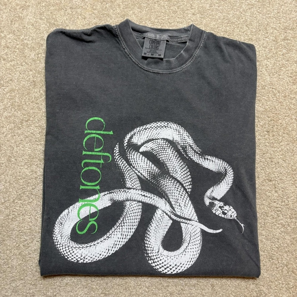 Deftones Band Shirt Mens Medium Gray Snake Graphic Alt Rock Nu Metal Grunge